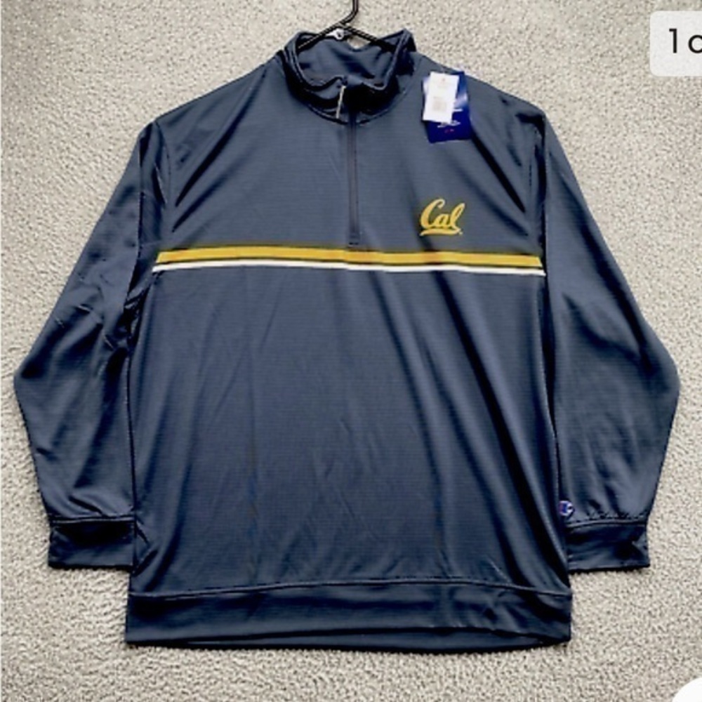 NEW Champion gray CAL Golden Bears 3/4 zip pullover long sleeve jacket 2XL